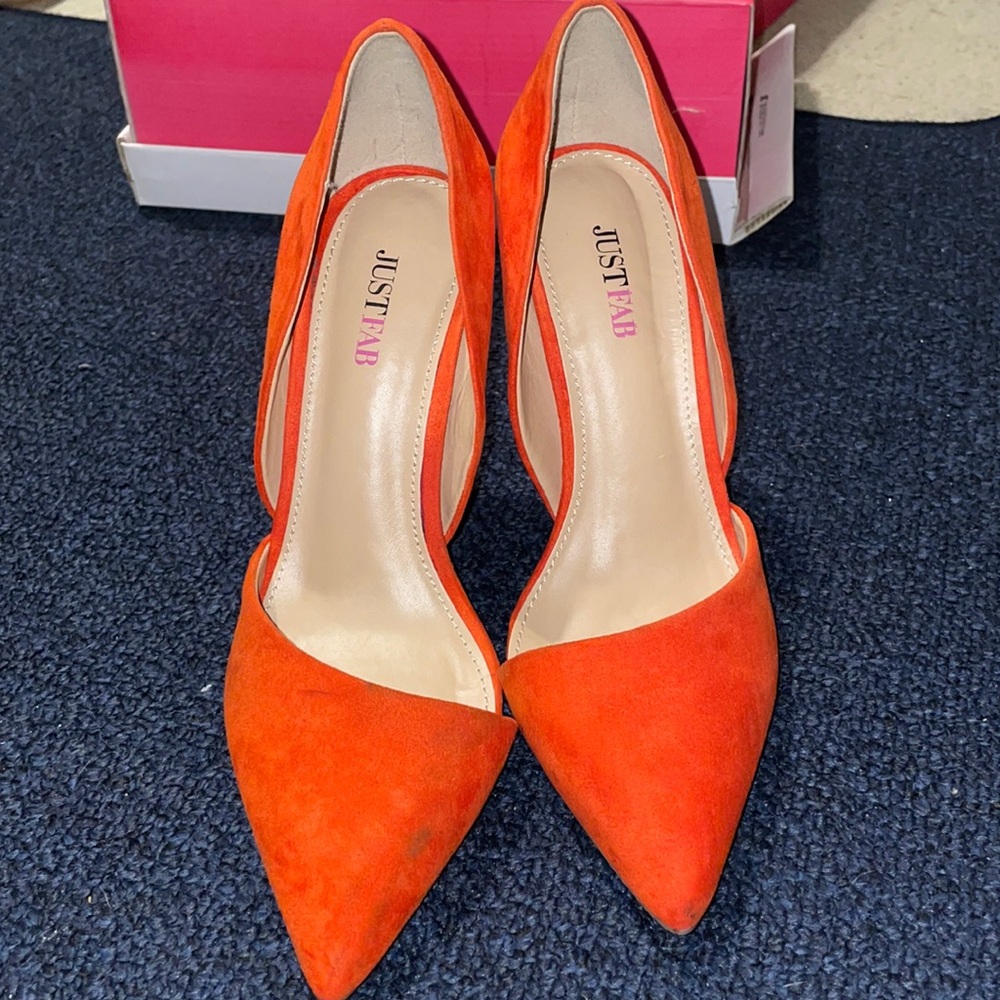 JustFab Orange Pointed Toe Heels